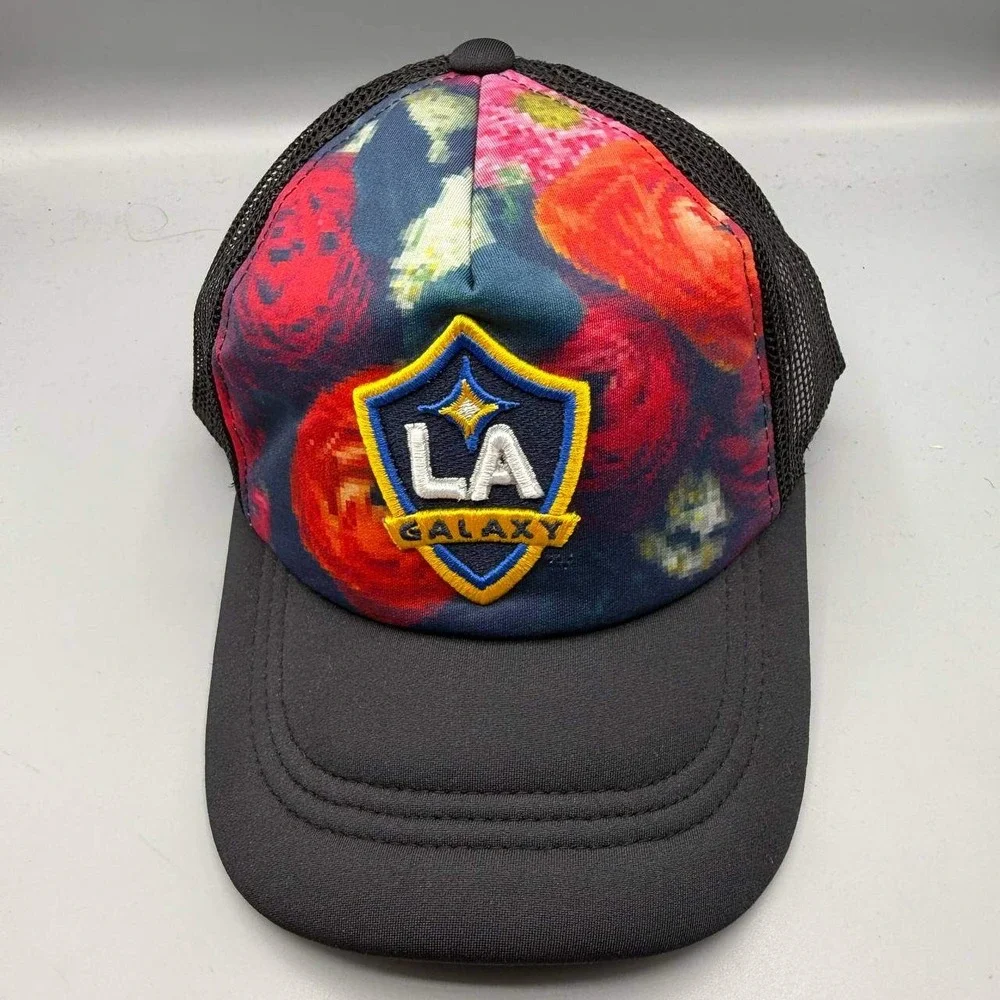 Los Angeles LA Galaxy Trucker Hat Youth Girls Black Adidas MLS Snap Back Cap New